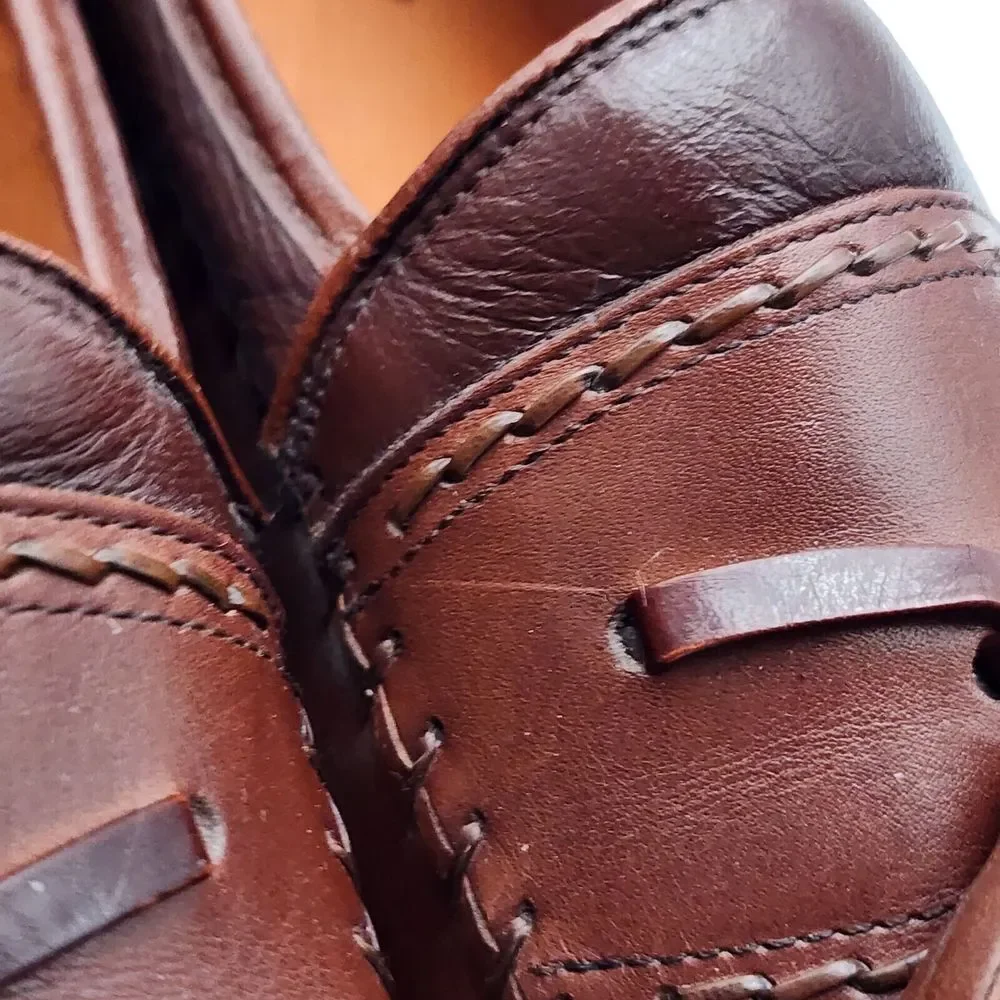 Brass Boot Mens Shoes Brown‎ 11.5 Leather Loafers Tassel Slip On Dress Shoes